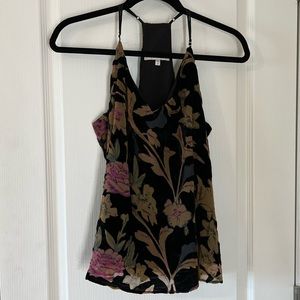 Black Velvet and Flowery Tank Top Size Medium